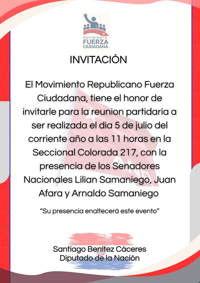 Movimiento Republicano Fuerza Ciudadana recibirá a Lilian Samaniego y otro parlamentarios