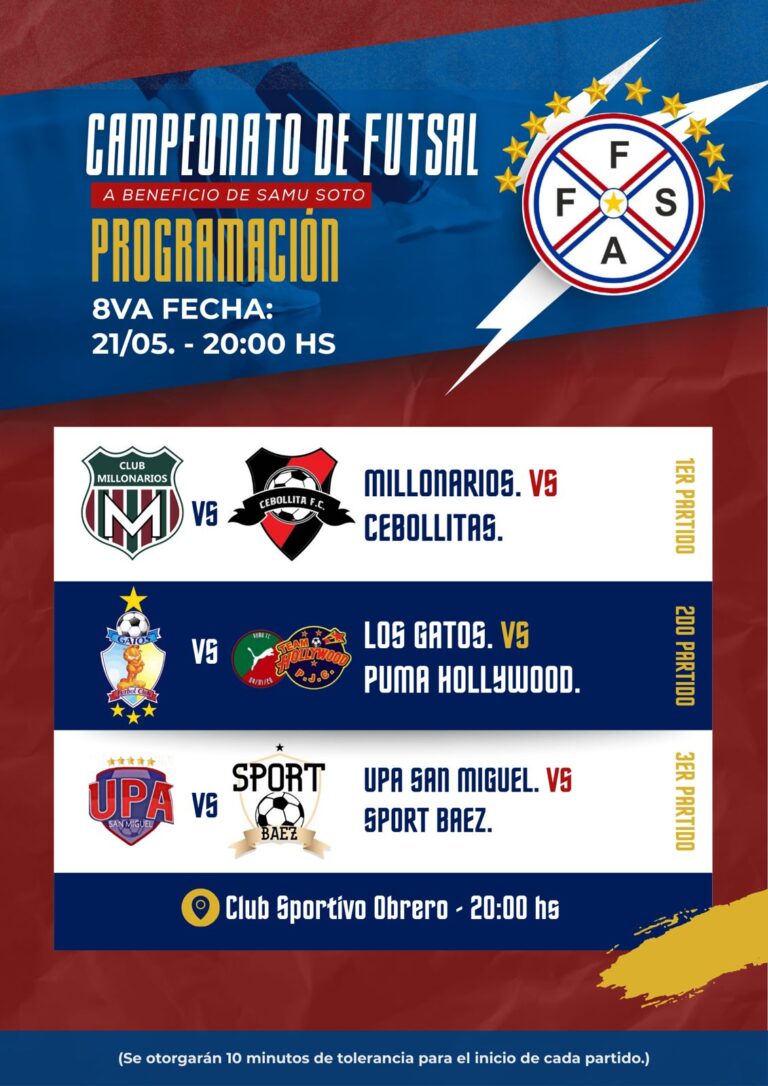 Campeonato de Fútbol de Salón en el Obrero: Fechas Programadas y resaltantes partidos