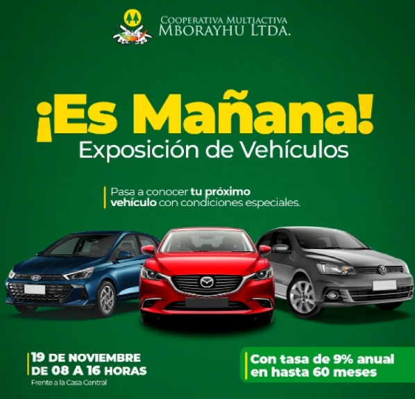 ¡Oportunidad 0 KM! Cooperativa Mborayhú lanza exposición de vehículos con financiamiento especial