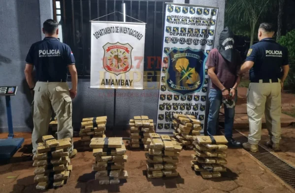 Hombre es detenidos con más de 150 kilos de marihuana en Pedro Juan Caballero
