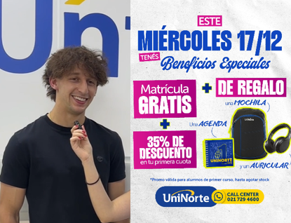 ¡Hacé como Mati Galarza y matriculate en la Uninorte en esta promoción especial y te llevas regalos!