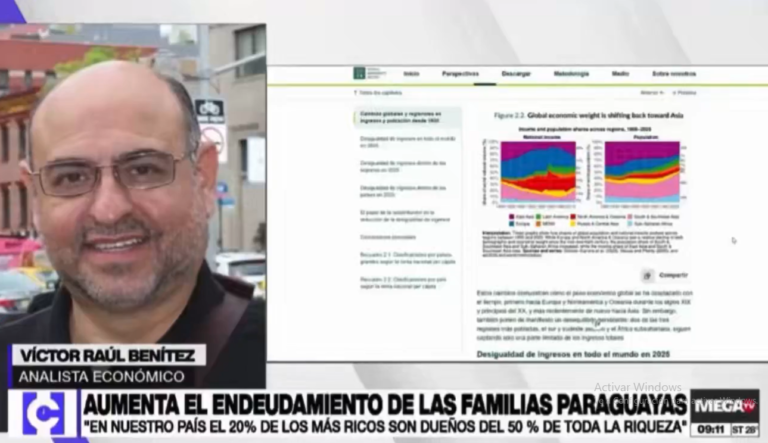 El economista Víctor Raúl Benítez afirma que el uso de tarjetas de crédito para la compra de alimentos es un signo de «quiebra» y una «herejía económica».