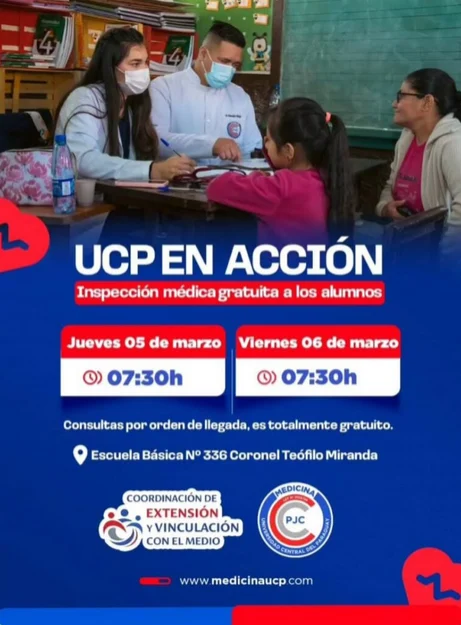 UCP en Acción: Este 5 y 6 de marzo la atención médica se traslada en la Escuela Básica N° 336 “Coronel Teófilo Miranda”