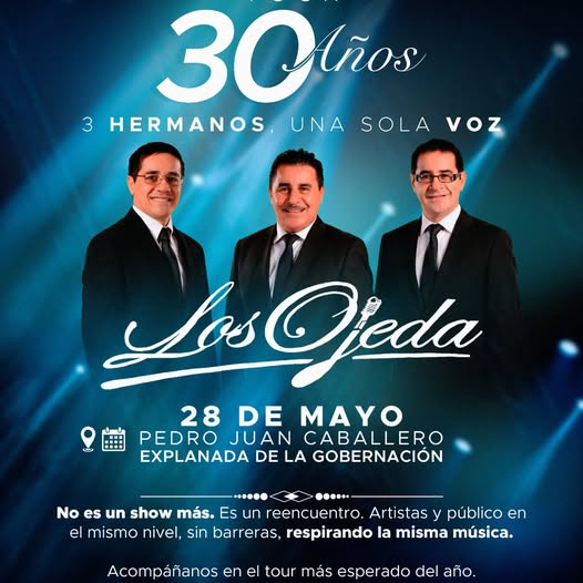 «3 Hermanos, Una Sola Voz», Los Ojeda prepara Show en la explanada de la Gobernación del Amambay