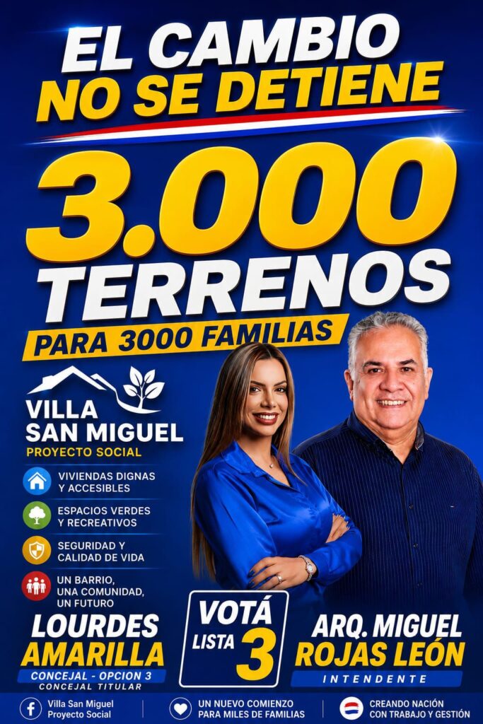 Lourdes Amarilla Lista 3 – Opción 3, presenta un proyecto ambicioso que busca ofrecer 3.000 terrenos sociales a familias Pedrojuaninas  