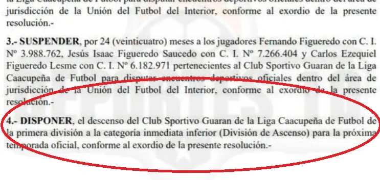 Un Precedente Inédito: La UFI y el Descenso del Sport Guaraní