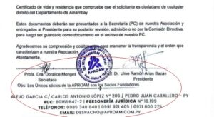 Presidente de APROAM afirma en una nota que son 15 los socios fundadores que estarán en la Asamblea