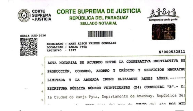 Socios de la Cooperativa Mborayhu, deberán pagar G. 300.000 a abogada que fue denunciada por los directivos