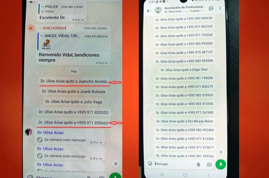 Ex presidente de la APROAM Ulise Arias, eliminó de un grupo de Wathssapp al diputado Benitez y el Gobernador Juancho Acosta