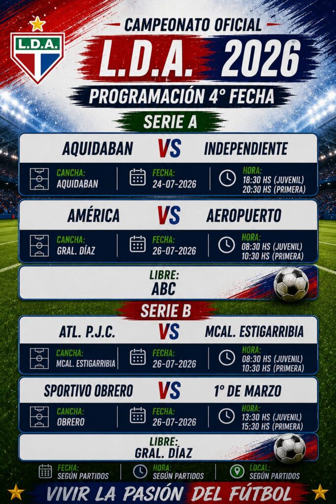 LDA: Se viene uno de los clásicos del futbol casero con el adelanto de la cuarta fecha este viernes en el Victoriano Bernal