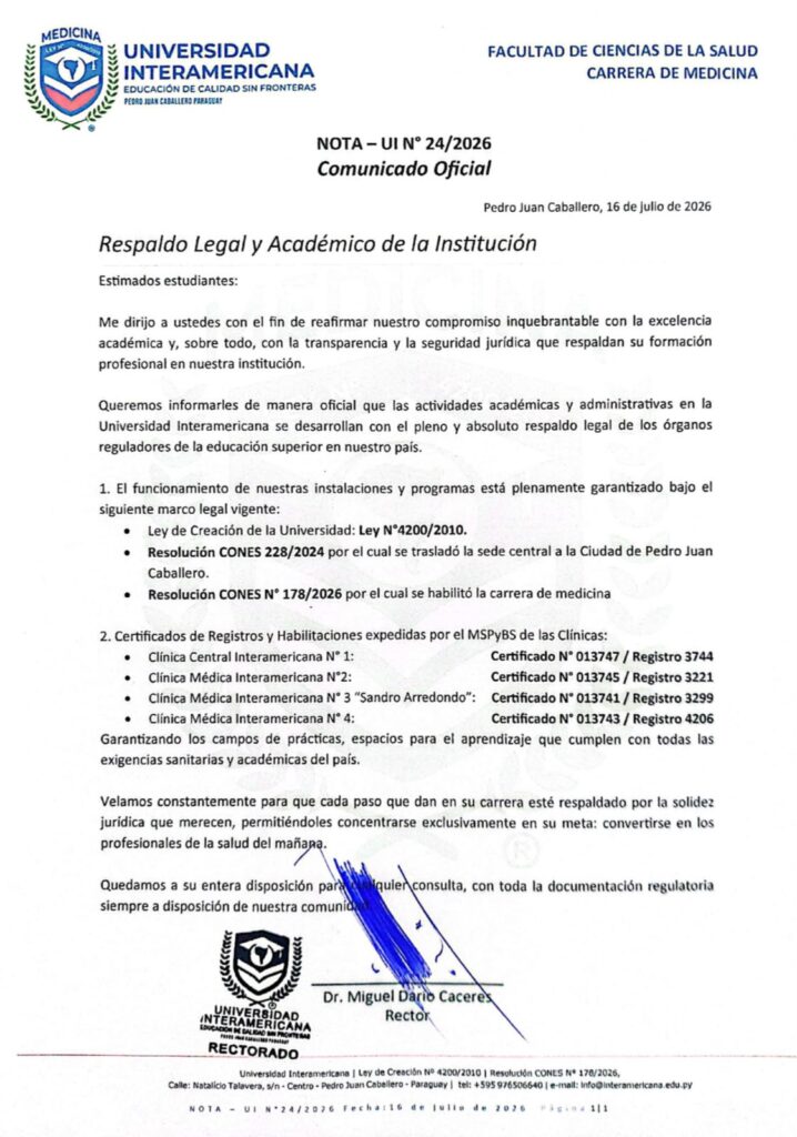 La Universidad Interamericana emite comunicado con el objetivo de asegurar a su comunidad estudiantil