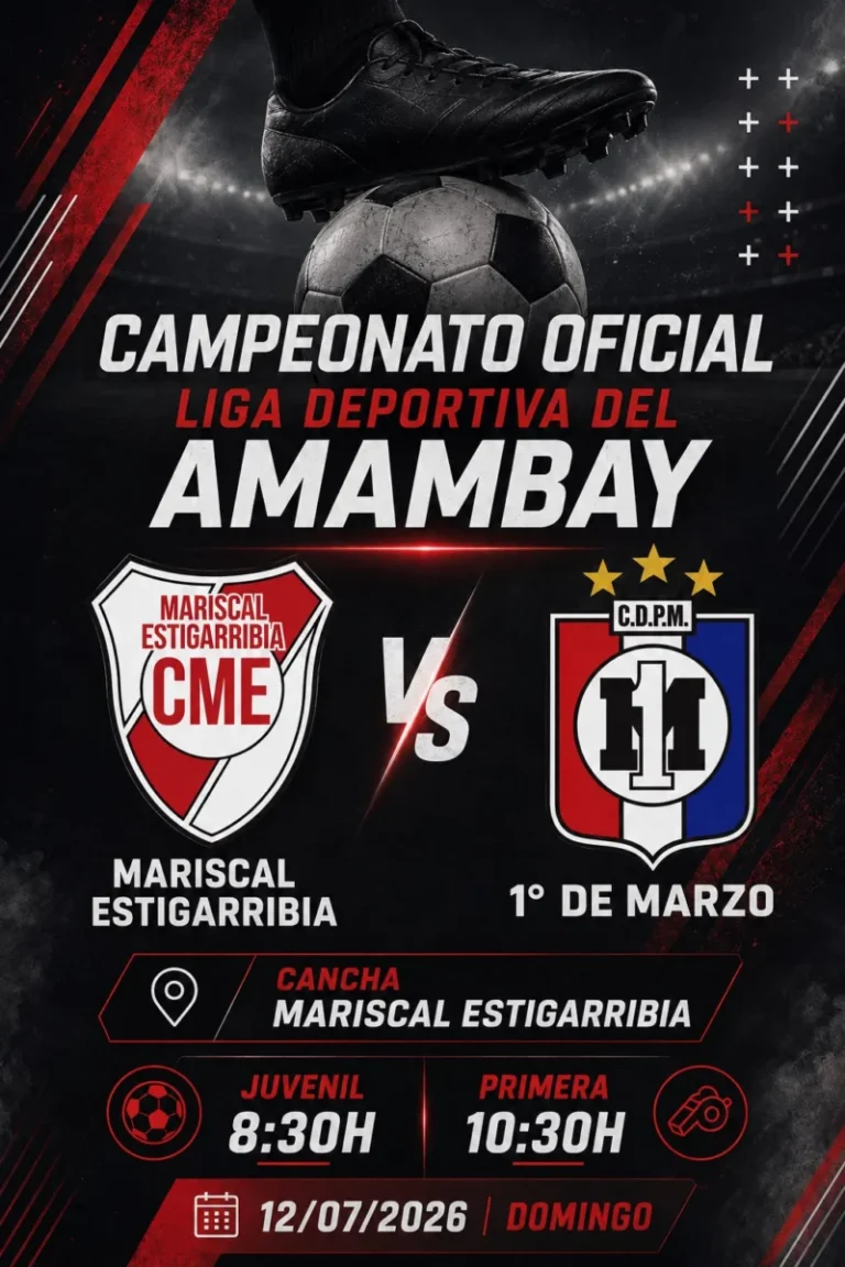 La cita para este domingo: Mariscal Estigarribia vs. el 1° de Marzo en estadio de la Banda Roja