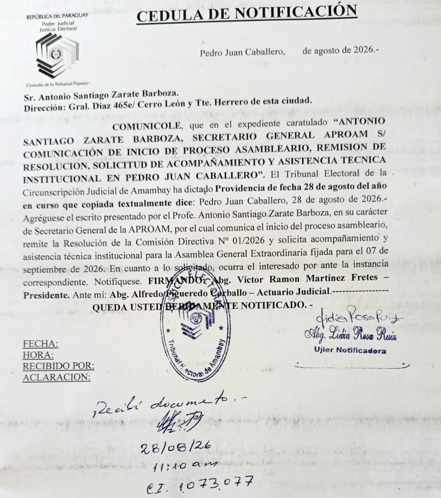 Asamblea General Extraordinaria de la APROAM: La legitimidad de este proceso ha sido refrendada por el Tribunal Electoral