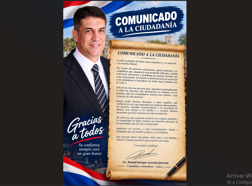 ¿Ronald Acevedo renuncia a su candidatura?