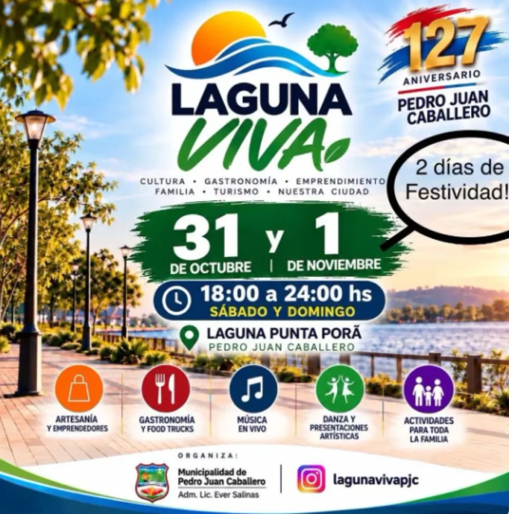 El Festival «Laguna Viva» regresa a Pedro Juan Caballero para conmemorar el 127° aniversario de la ciudad.